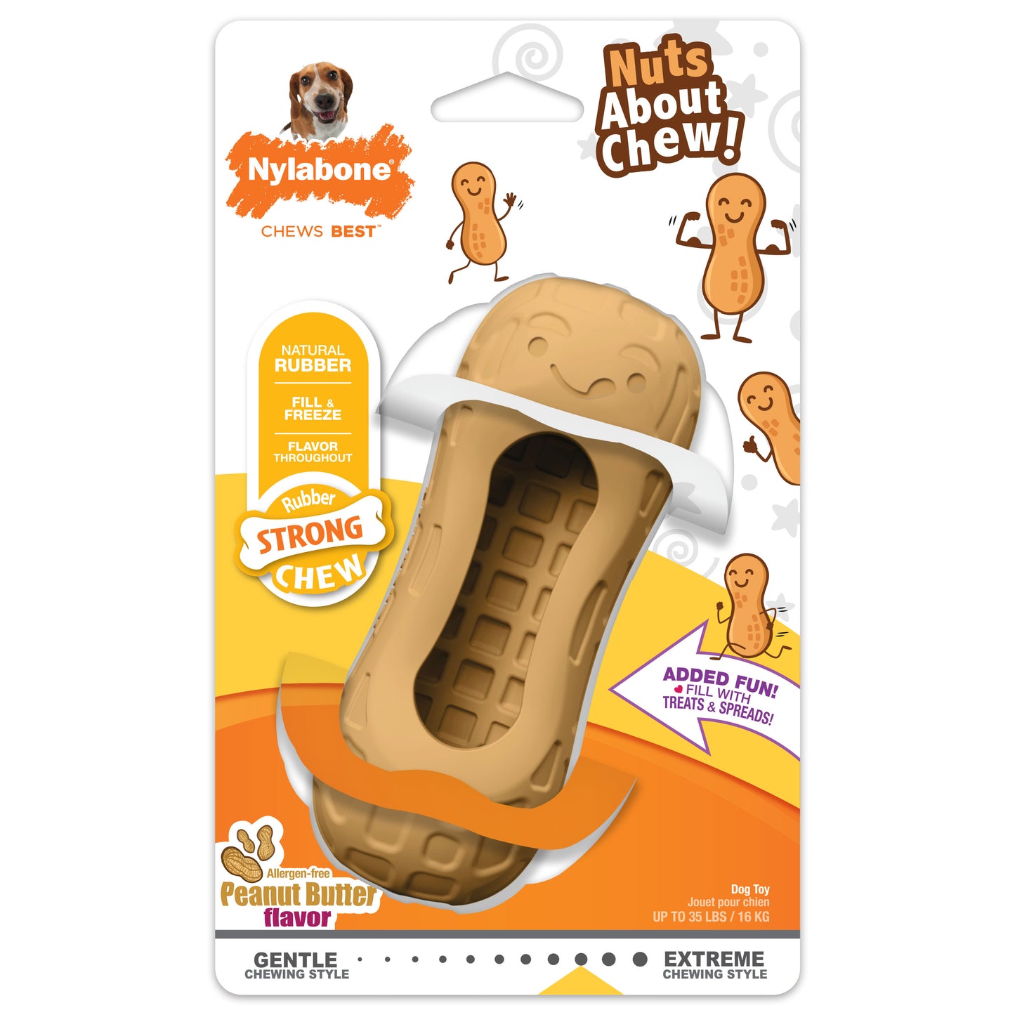 Nylabone Strong Chew Fillable Peanut Dog Toy Medium/Wolf