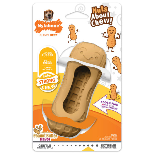 Nylabone Strong Chew Fillable Peanut Dog Toy Medium/Wolf
