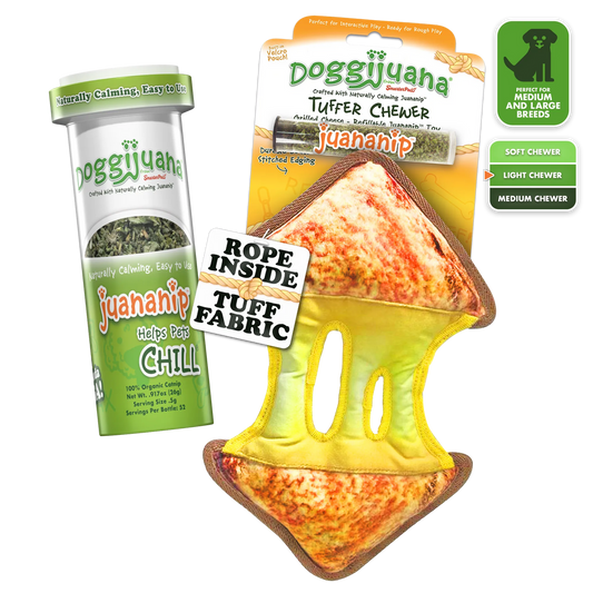 Doggijuana Plush Dog Toy Tuffer Chewer Grilled Cheese