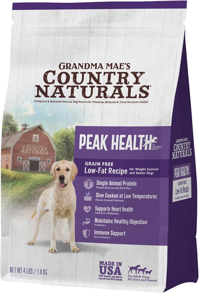 Grandma Mae's Country Naturals Grain-Free Low Fat Peak Health Dry Dog Food, 4 Lb