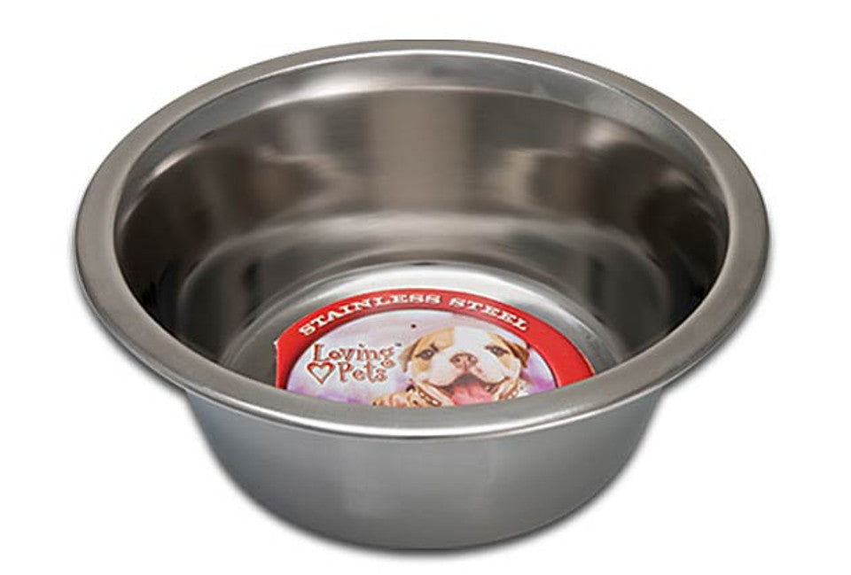 Loving Pets Ruff N' Tuff Traditional Stainless Steel Dog Dish 2pt