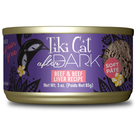 Tiki Cat After Dark Pate Wet Cat Food Beef & Beef Liver 3oz Can