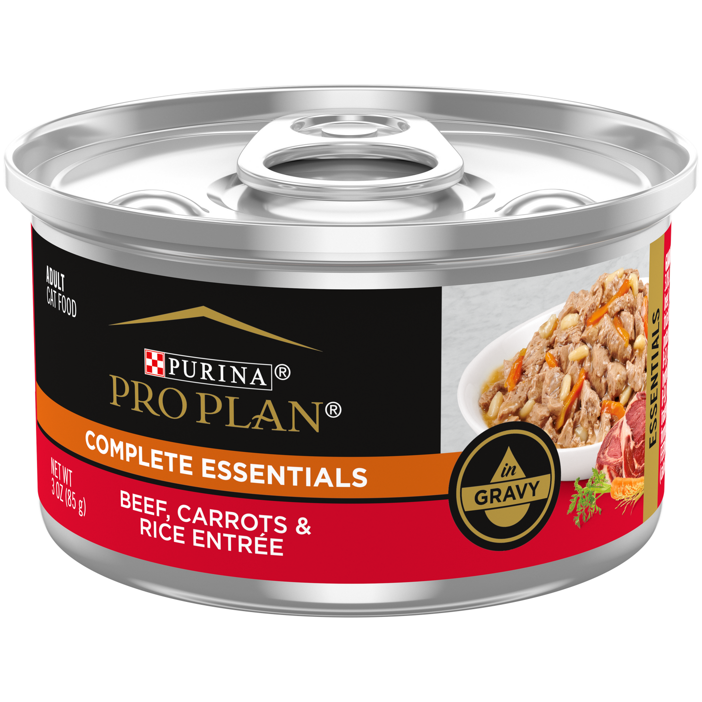 Purina Pro Plan High Protein Cat Food Wet Gravy, Beef, Carrots and Rice Entrée 3oz