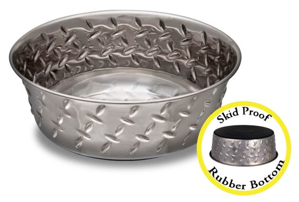 Loving Pets Ruff N' Tuff Diamond Plate Skid Proof Dog Bowl 1pt