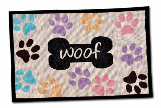 Loving Pets Fashion Pet Food & Water Mat Woof with Paws