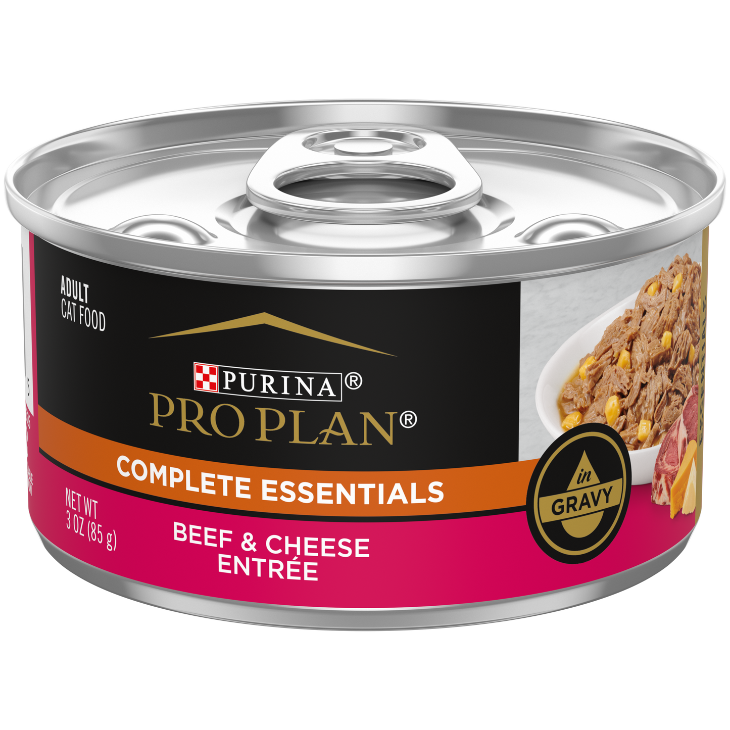 Purina Pro Plan High Protein Wet Cat Food in Gravy, Beef and Cheese Entrée 3oz