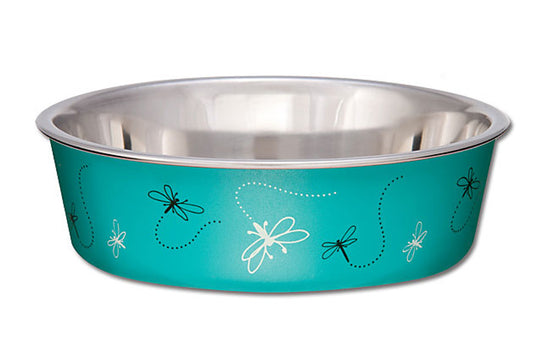 Loving Pets Bella Stainless Steel Dog Bowl Dragonfly Turquiose Small