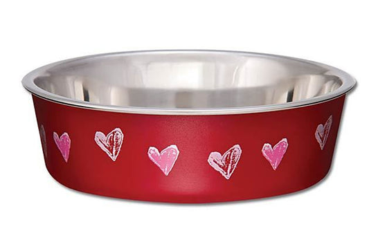 Loving Pets Bella Bowl - Valentine Red Hearts eXtra Small
