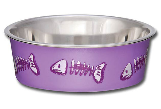Loving Pets Bella Bowl Fish Skeleton Design - Lilac eXtra Small