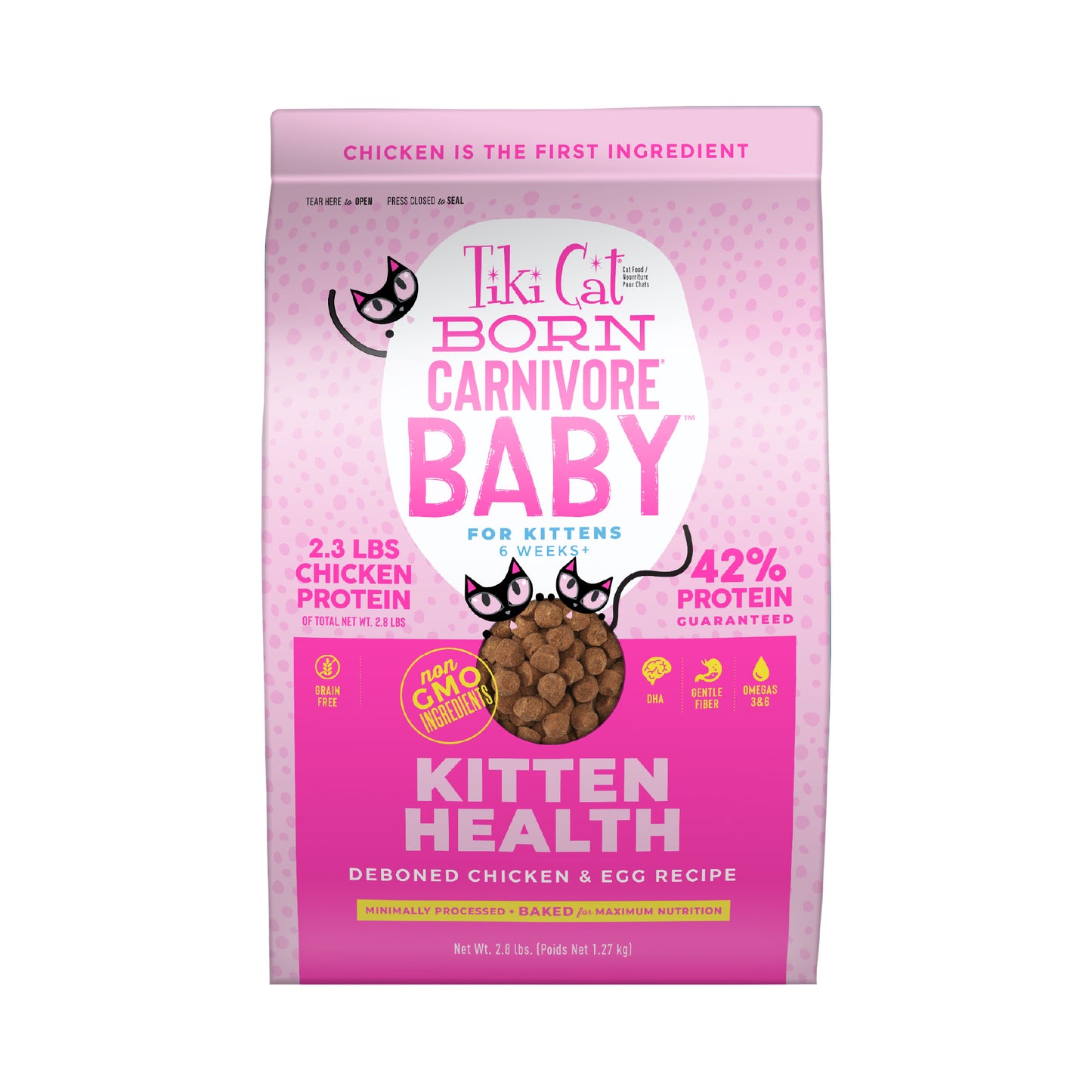 Tiki Cat Born Carnivore Baby Dry Kitten Food Chicken & Egg 2.8lb