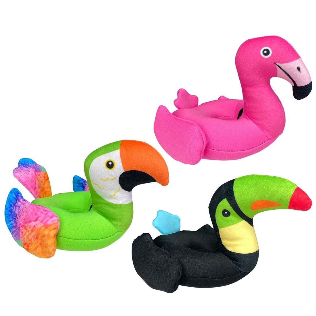Multipet Plush Dog Toy Margaritaville Birds Pool Float 8in Assorted