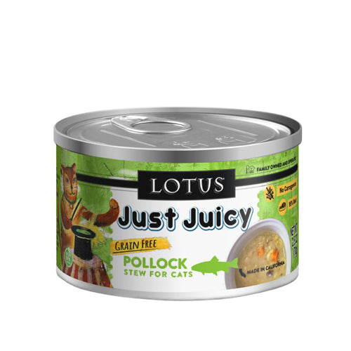 Lotus Wet Cat Food Just Juicy Pollock Stew 2.5oz