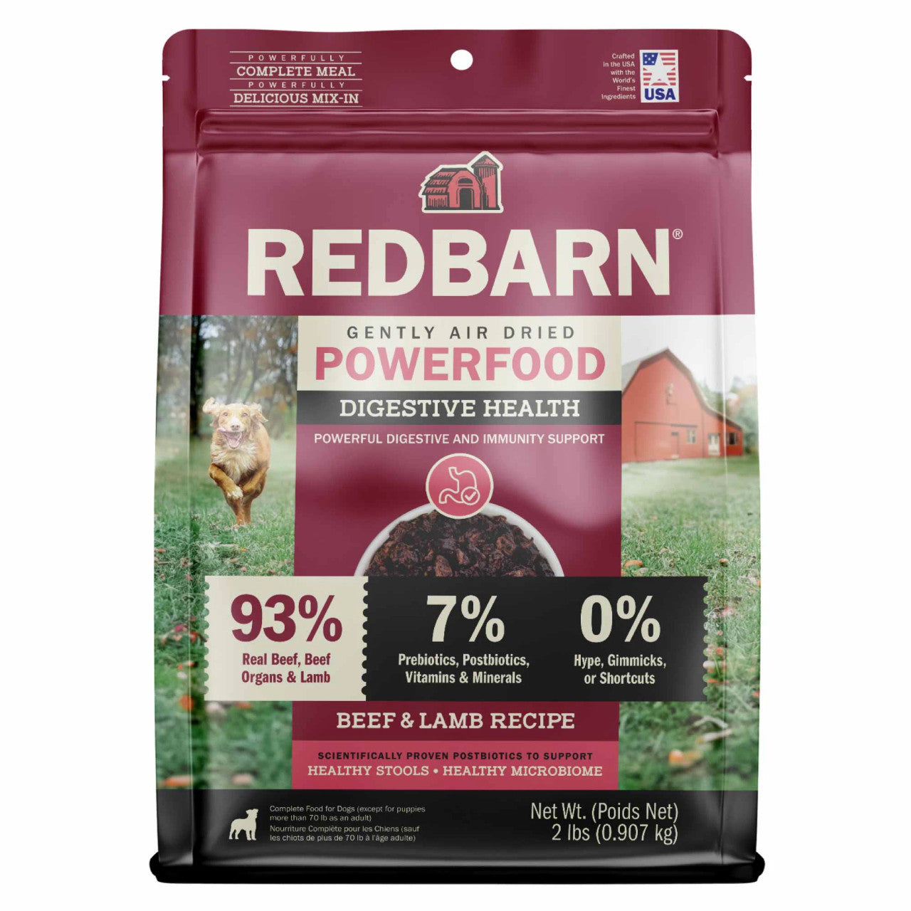 Redbarn Gut Health & Digestion Beef & Lamb Recipe Gently Air-Dried Dog Food 2lb