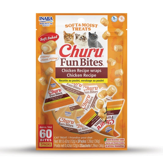 INABA Churu Fun Bites for Cats 0.42oz 3pk Chicken Recipe
