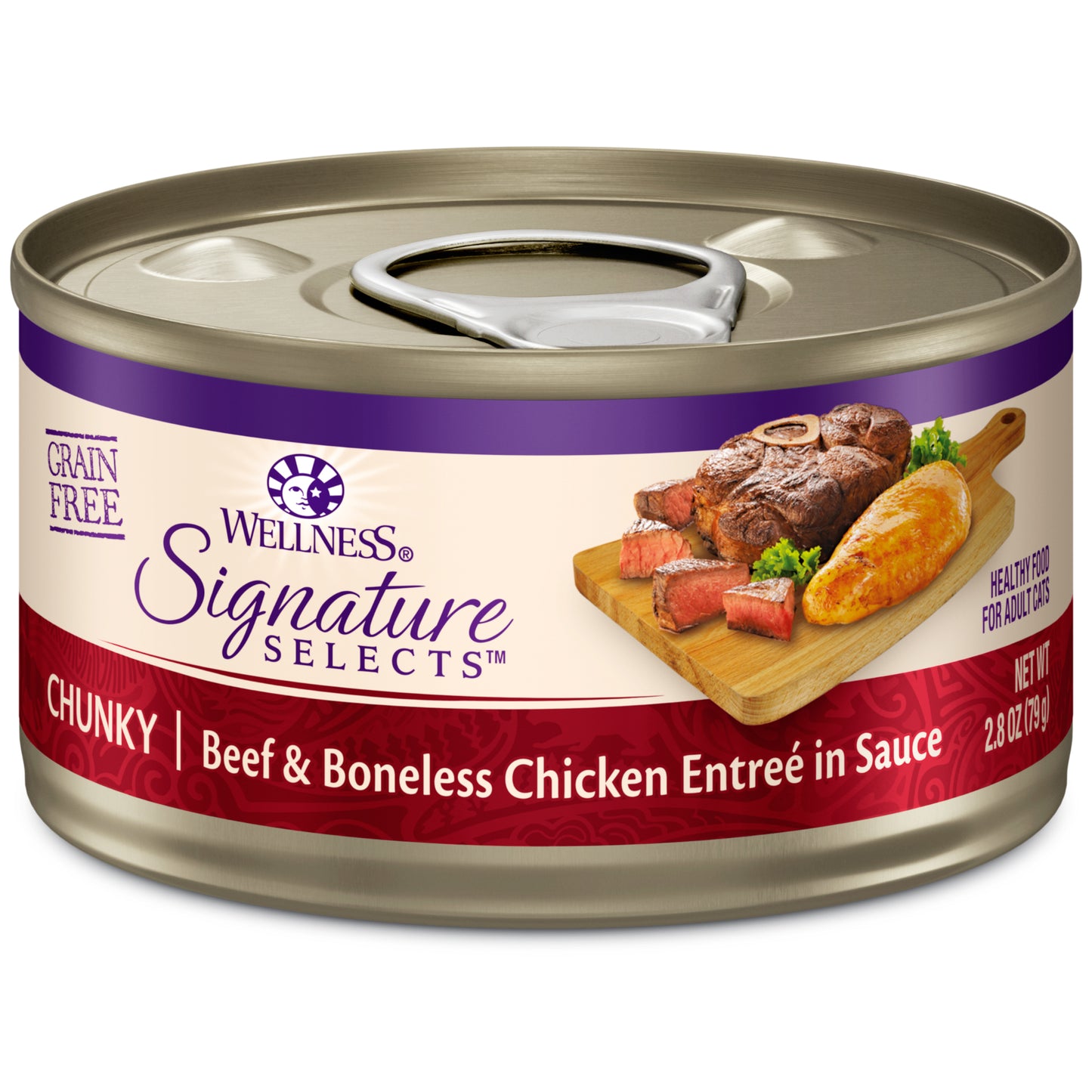 Wellness CORE Signature Selects Natural Grain Free Wet Canned Cat Food Chunky Beef & Chicken 2.8oz Can