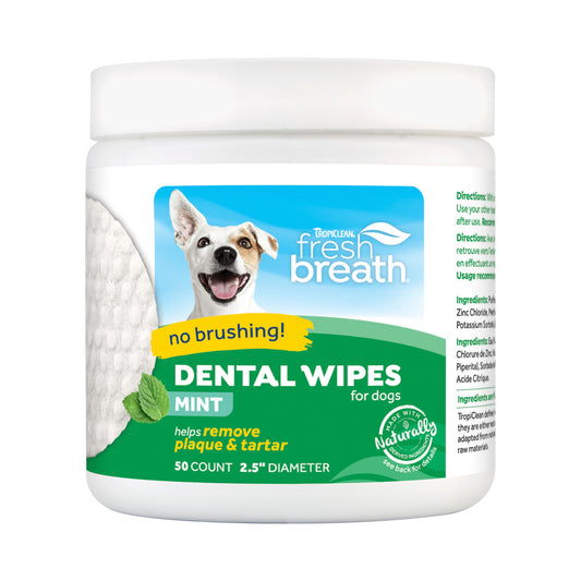 Sunsetting - TropiClean Fresh Breath Dental Wipes for Dogs, 50ct