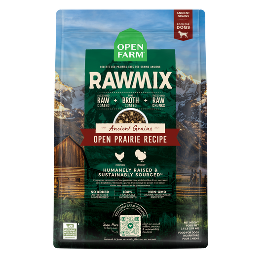 Open Farm Rawmix Open Prairie Ancient Grain Kibble For Dogs 20lb Bag