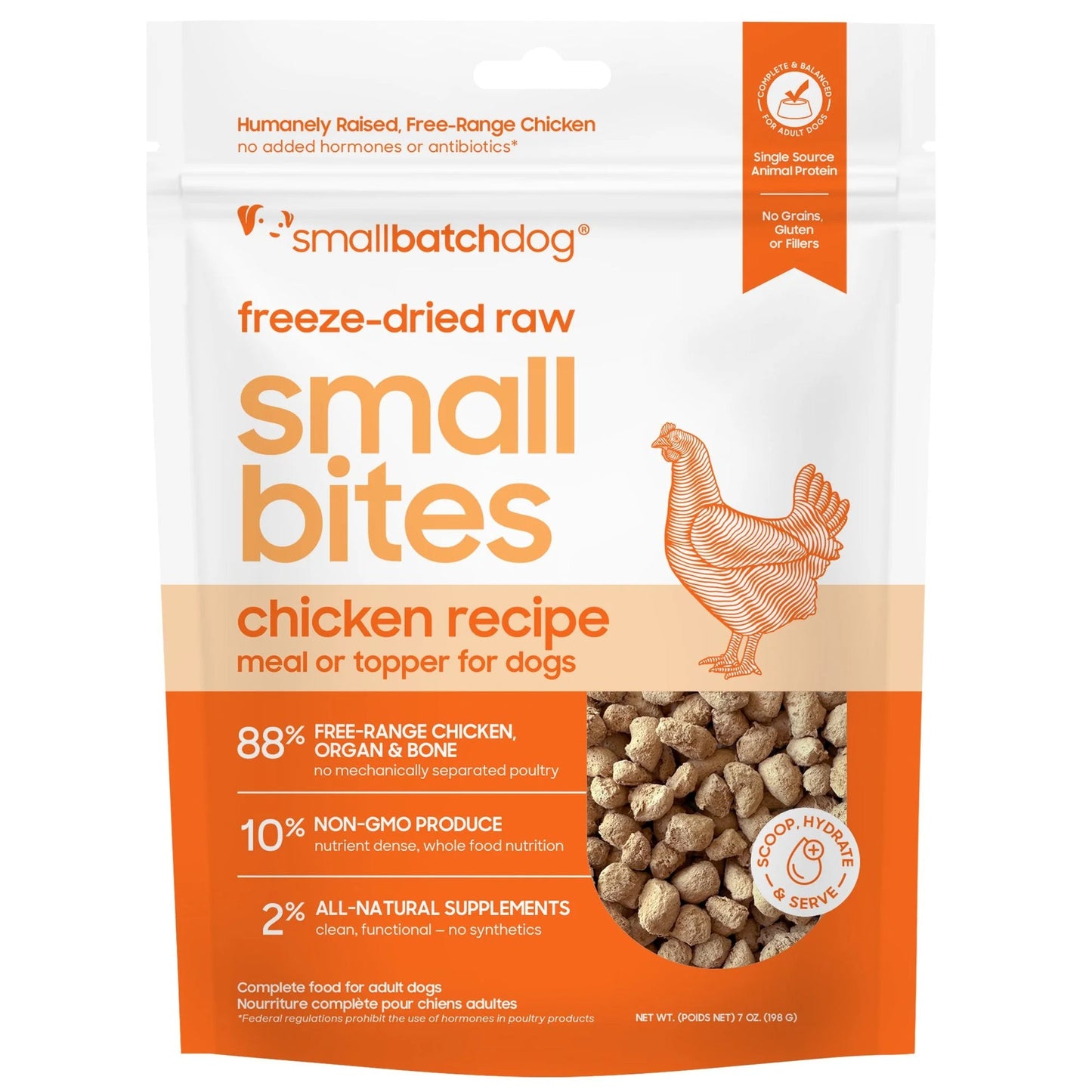 Smallbatch Freeze Dried Small Bites for Dogs 7oz Chicken Recipe