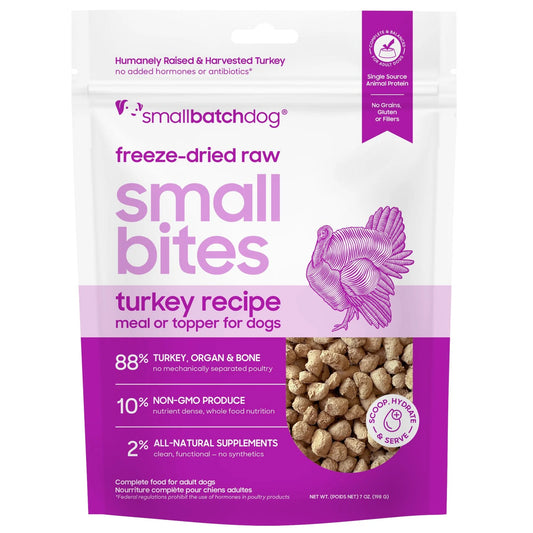 Smallbatch Freeze Dried Small Bites for Dogs 7oz Turkey Recipe