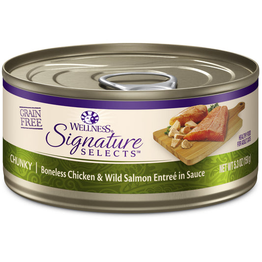 Wellness CORE Signature Selects Natural Grain Free Wet Canned Cat Food Chunky Chicken & Salmon 5.3oz Can