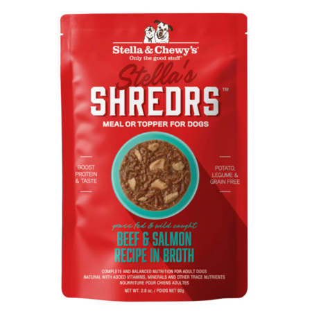 Stella & Chewy's Dog Topper Shreds Beef Salmon In Broth 2.8 oz