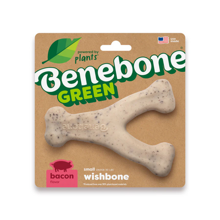 Benebone Dog Toy Eco Bone Green Wishbone Bacon Small