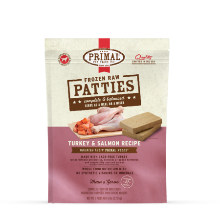 Primal Dog Raw Frozen Turkey & Salmon Patties 6 lb