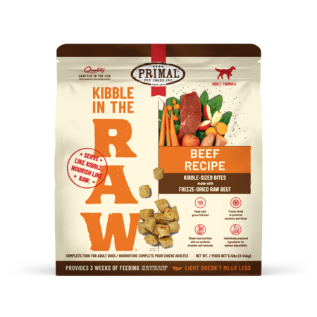 Primal Dog Food Freeze Dried Kibble in the Raw Beef 5.4lb