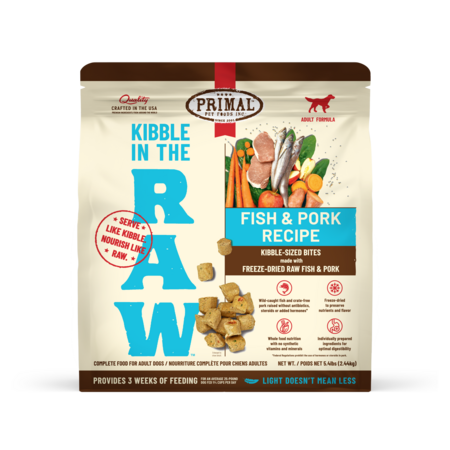 Primal Dog Food Freeze Dried Kibble in the Raw Fish Pork 5.4lb