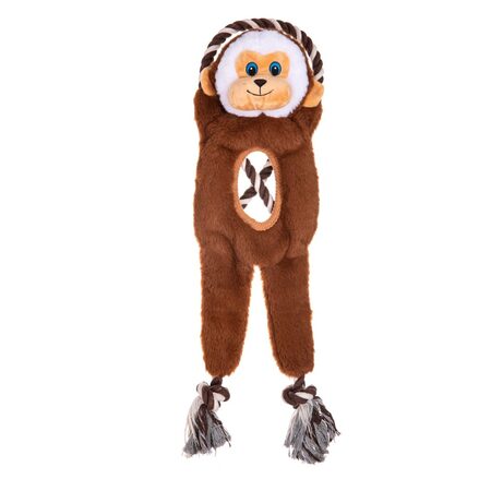 Growl Dog Plush Dog Toy Jungle Tugz Monkey Brown 21 in