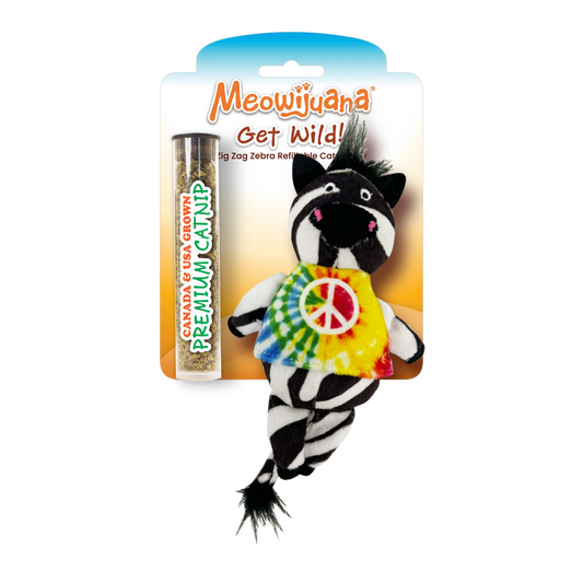 Meowijuana Get Wild Zig Zag Zebra Refillable Catnip Cat Toy