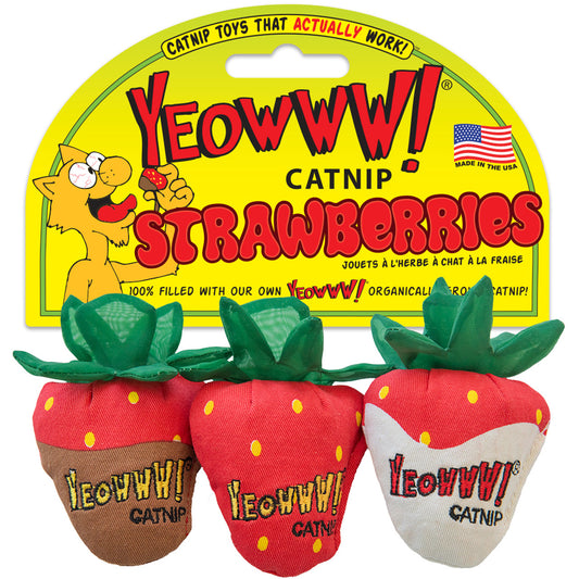 Yeowww Catnip Cat Toy Strawberries 3pk