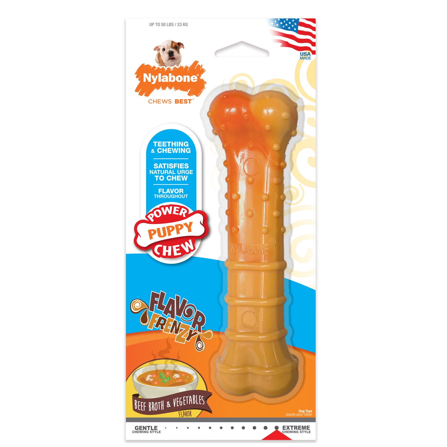Nylabone Textured Nylon Puppy Chew Toy Beef & Vegetable Large/Giant