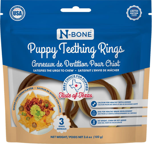 N-bone Puppy Teething Rings, Queso Con Carne 3 ct