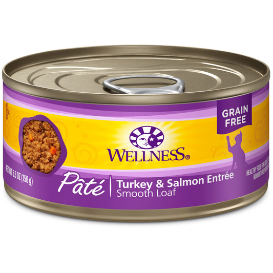 Wellness Complete Health Grain Free Canned Cat Food Turkey & Salmon Pate 5.5ozs