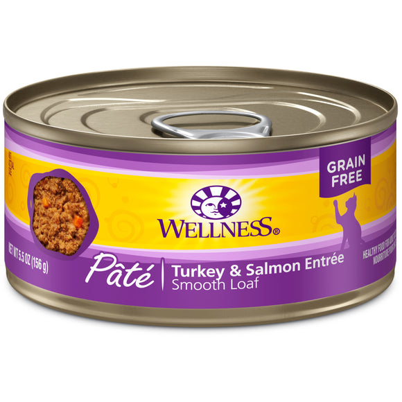 Wellness Complete Health Grain Free Canned Cat Food Turkey & Salmon Pate 5.5ozs