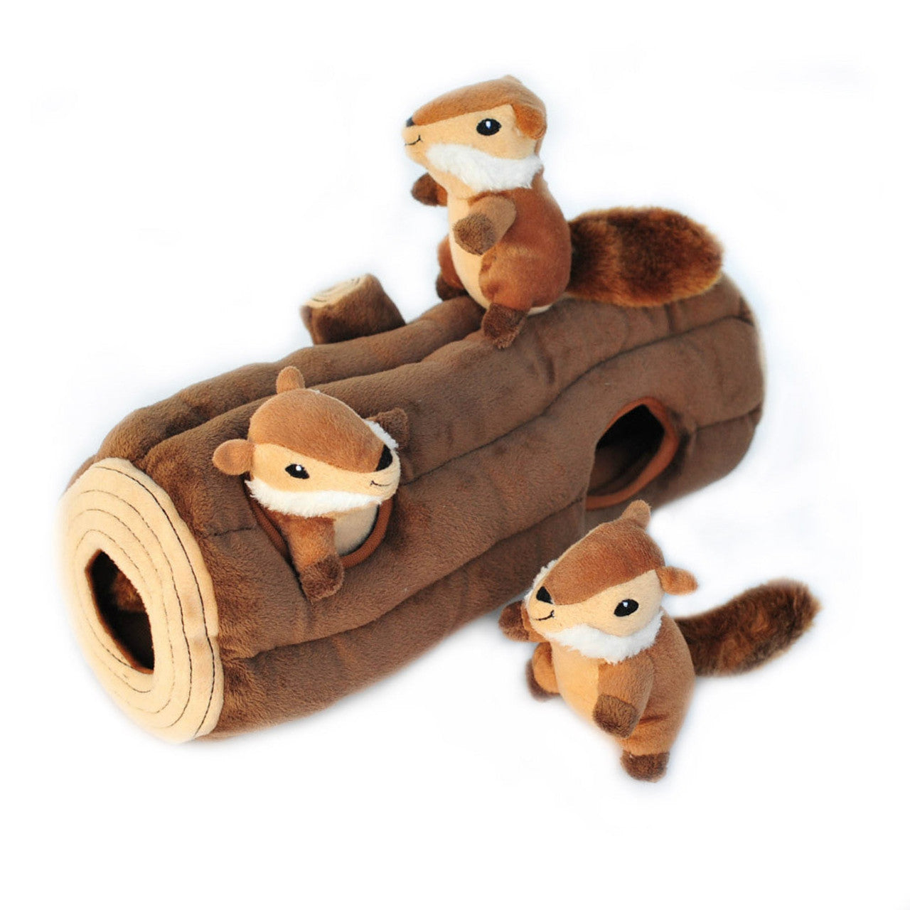 ZippyPaws Zippy Burrow Dog Toy Chipmunks Log Plush Dog Toy