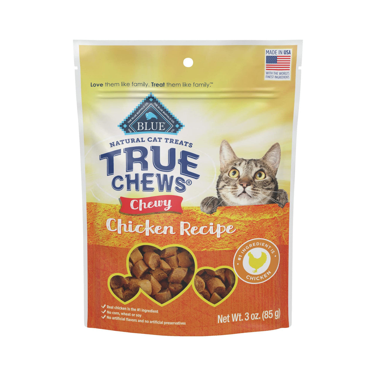 Blue Buffalo True Chews Natural Chewy Cat Treats, Chicken 3oz bag