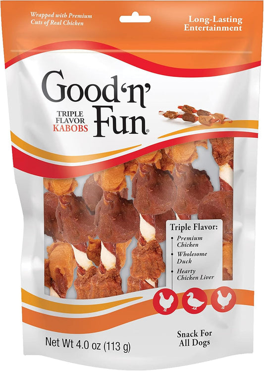 Good 'n' Fun Triple Flavored Rawhide Kabobs for Dogs 24oz