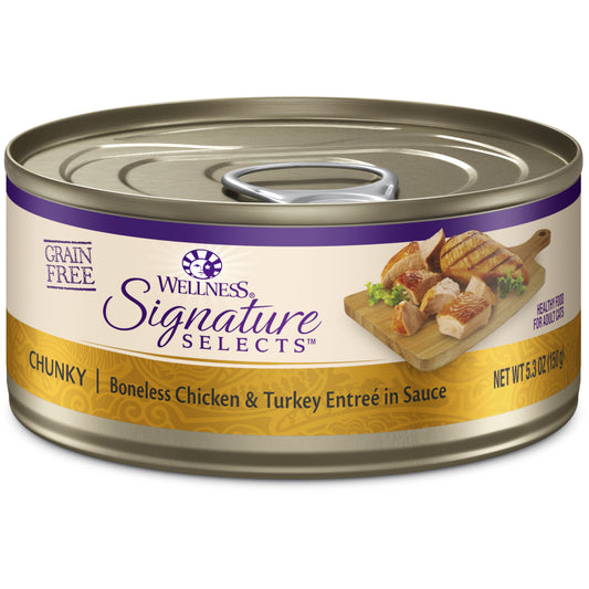 Wellness CORE Signature Selects Natural Grain Free Wet Canned Cat Food Chunky Chicken & Turkey 5.3oz Can