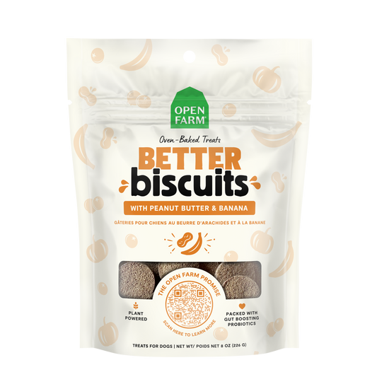 Open Farm Better Biscuits With Peanut Butter & Banana Treats 8oz Bag