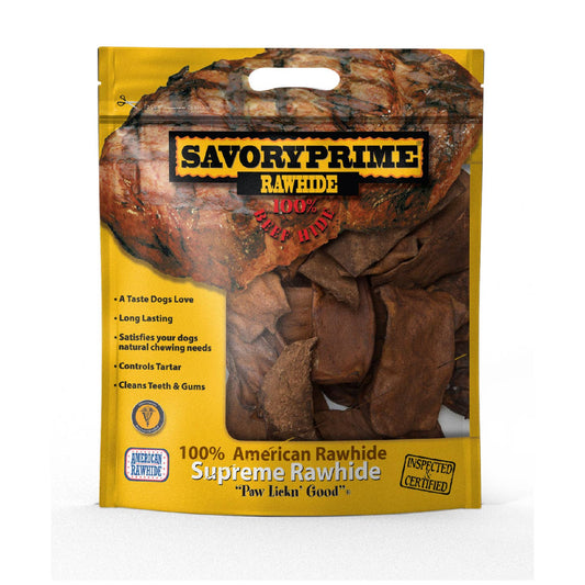 Savory Prime Rawhide Chips Dog Chew 2lb made from USA Beef