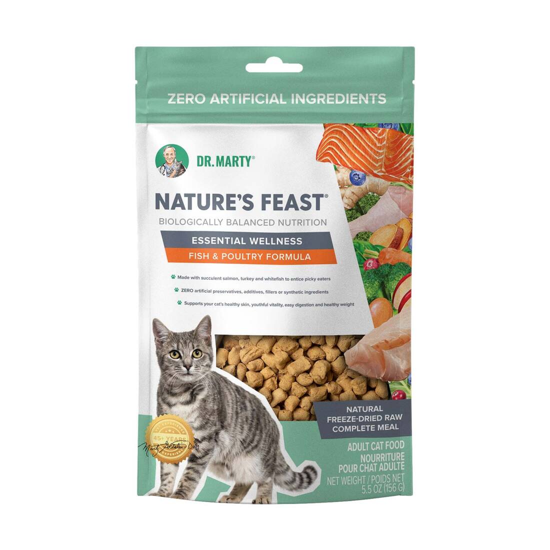 Dr. Marty Nature's Feast Essential Wellness Fish & Poultry Cat Food, 5.5oz