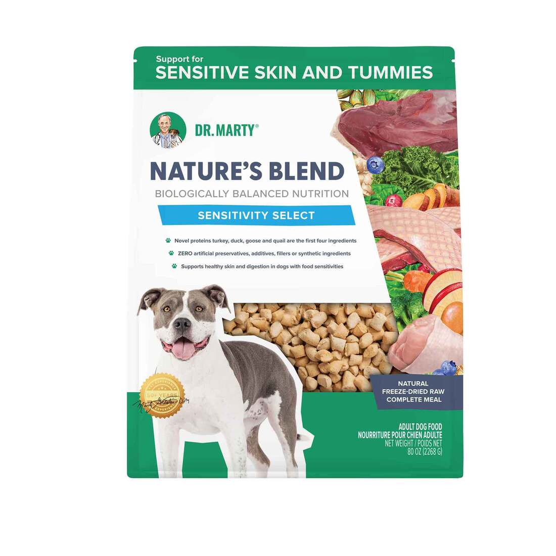 Dr Marty Nature's Blend Sensitivity Select Freeze Dried Dog Food, 80oz