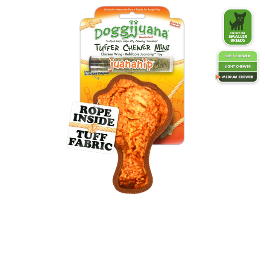 Doggijuana Plush Dog Toy Tuffer Chewer Mini Chicken Wing