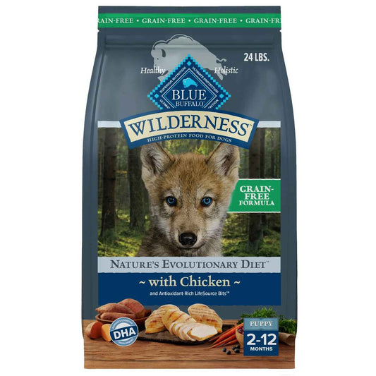 Blue Buffalo Wilderness Puppy Grain-Free Natural Dry Dog Food, Chicken, 24lb