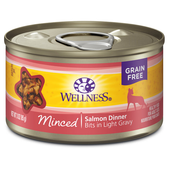 Wellness Complete Health Natural Grain Free Wet Canned Cat Food Minced Salmon Entree 3oz Can