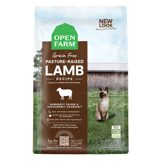 Open Farm Pasture Raised Lamb Recipe Grain Free Kibble For Cats 4lb Bag