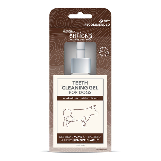 TropiClean Enticers Teeth Cleaning Gel for Dogs - Smoked Beef Brisket Flavor, 4oz