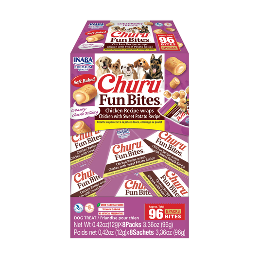 INABA Churu Fun Bites for Dogs 8pk, Chicken with Sweet Potato Recipe